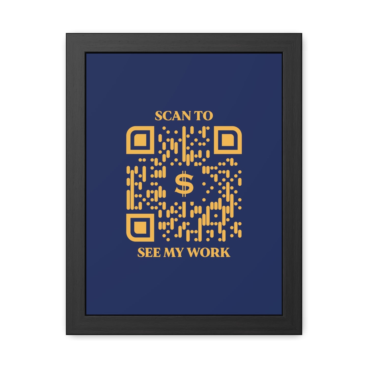 Business & Networking – Framed Poster – Navy – Scan to See My Work - QR NATION