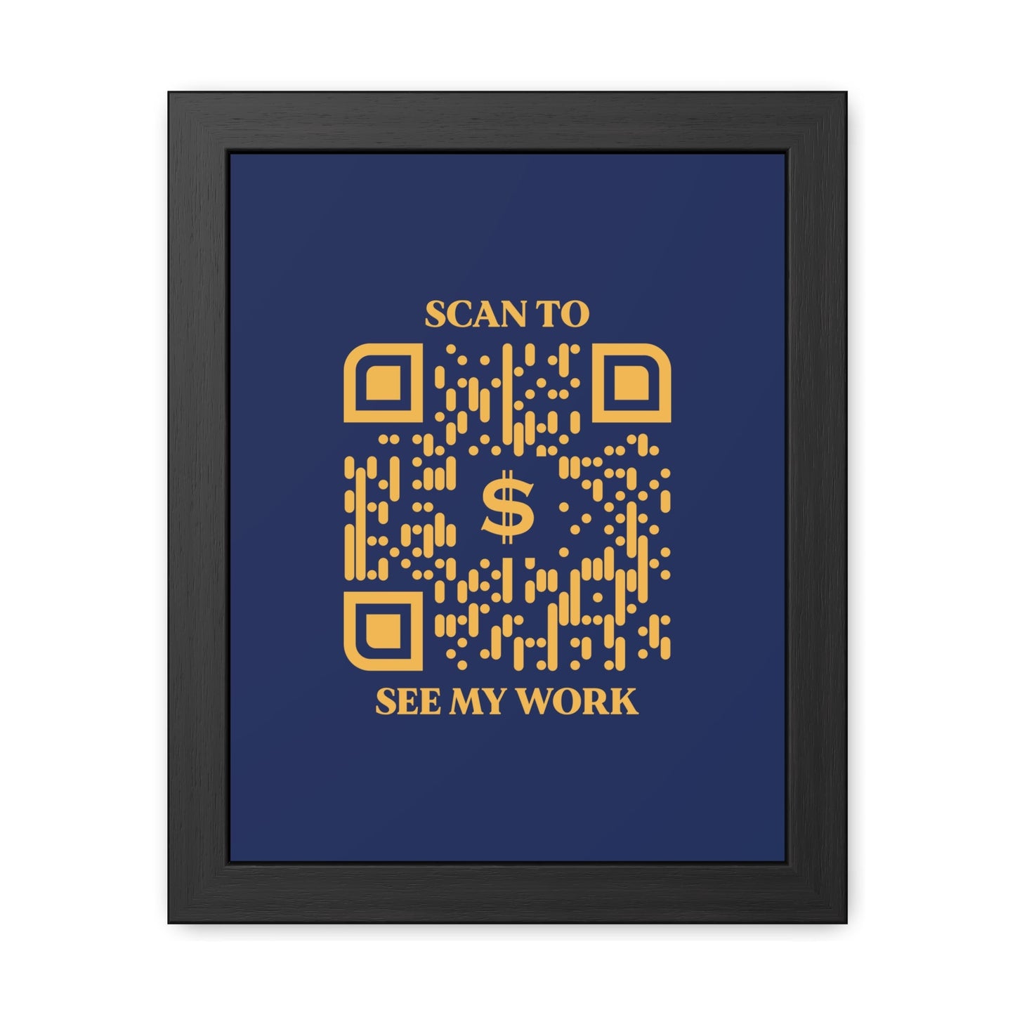 Business & Networking – Framed Poster – Navy – Scan to See My Work - QR NATION