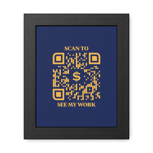 Business & Networking – Framed Poster – Navy – Scan to See My Work - QR NATION