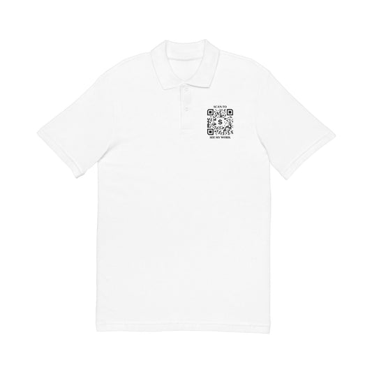 Business & Networking – Polo – White – Scan to See My Work - QR NATION