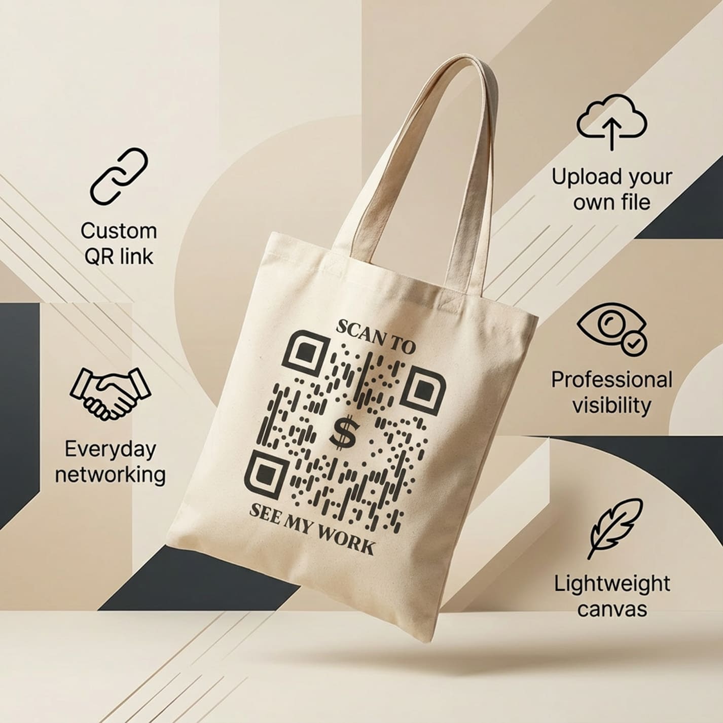 Business & Networking – Tote Bag – Scan to See My Work - QR NATION