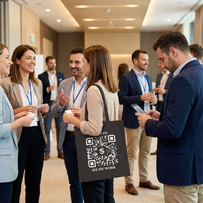 Business & Networking – Tote Bag – Scan to See My Work - QR NATION