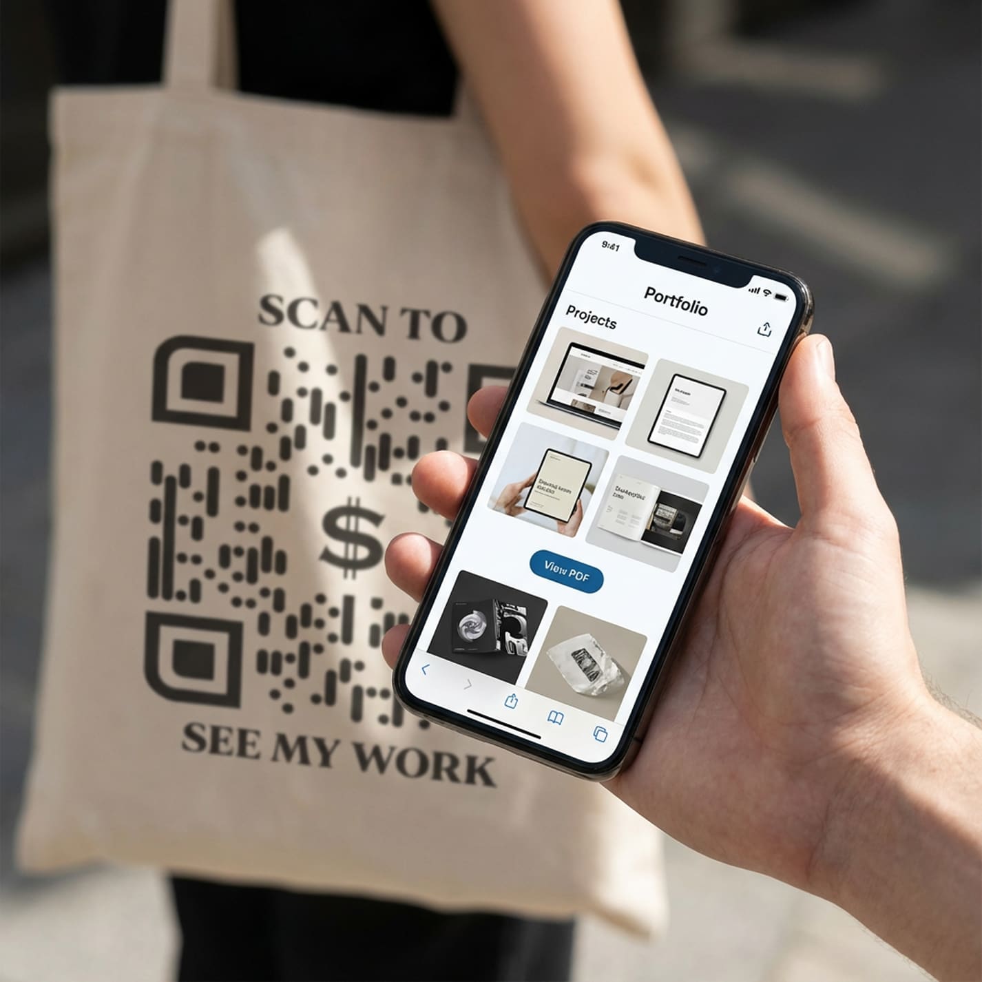 Business & Networking – Tote Bag – Scan to See My Work - QR NATION
