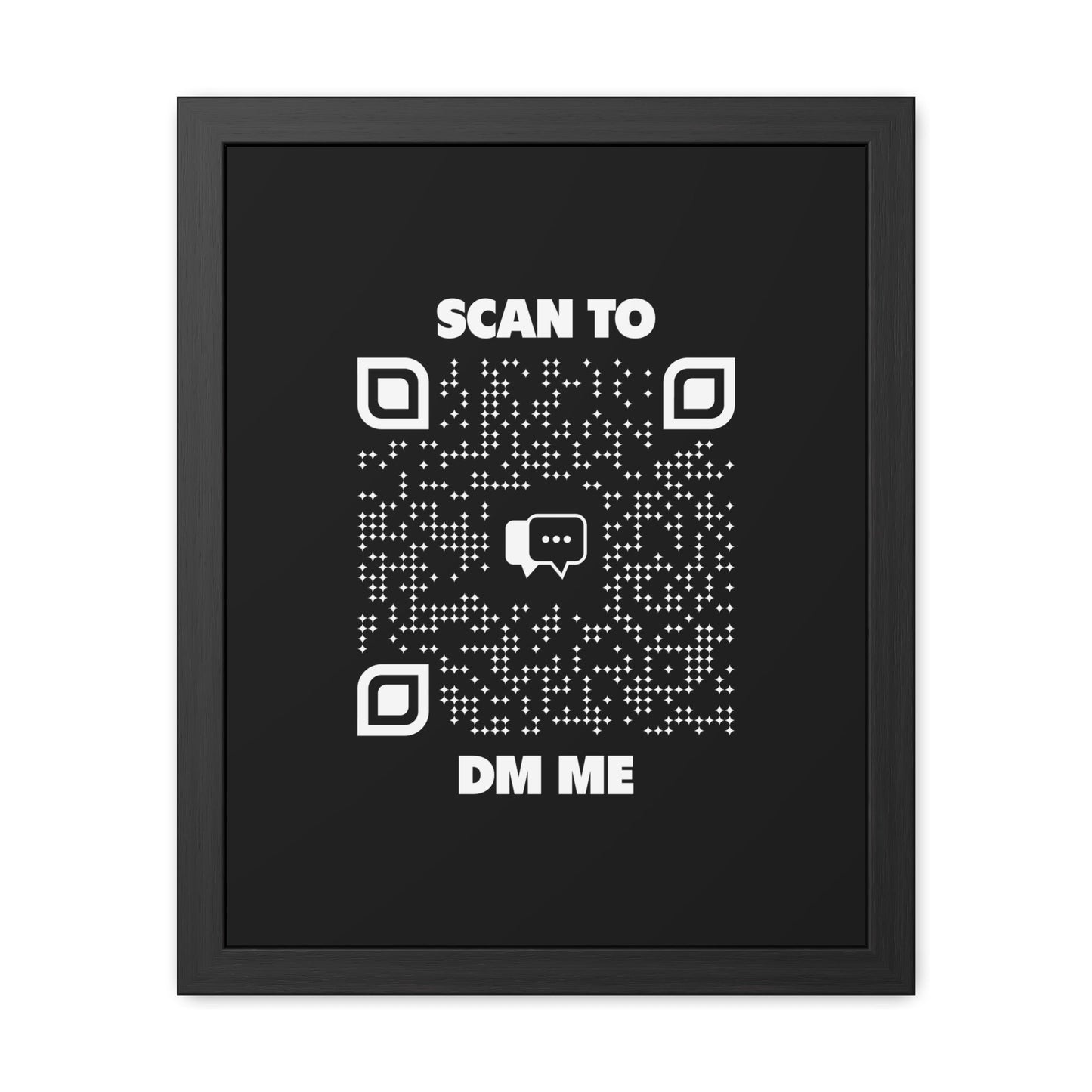 Dating – Framed Poster – Black – Scan to DM Me - QR NATION