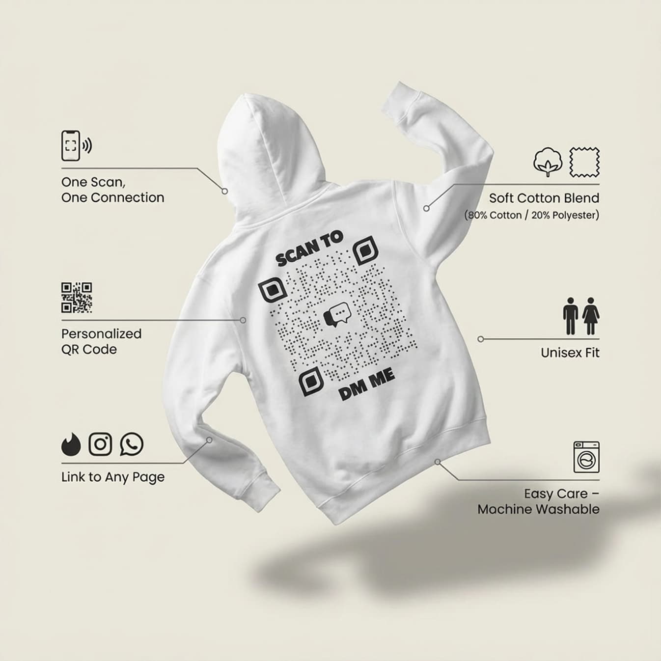 Dating – Hoodie – Scan to DM Me - QR NATION