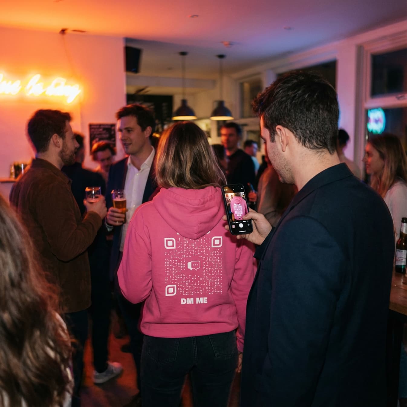 Dating – Hoodie – Scan to DM Me - QR NATION