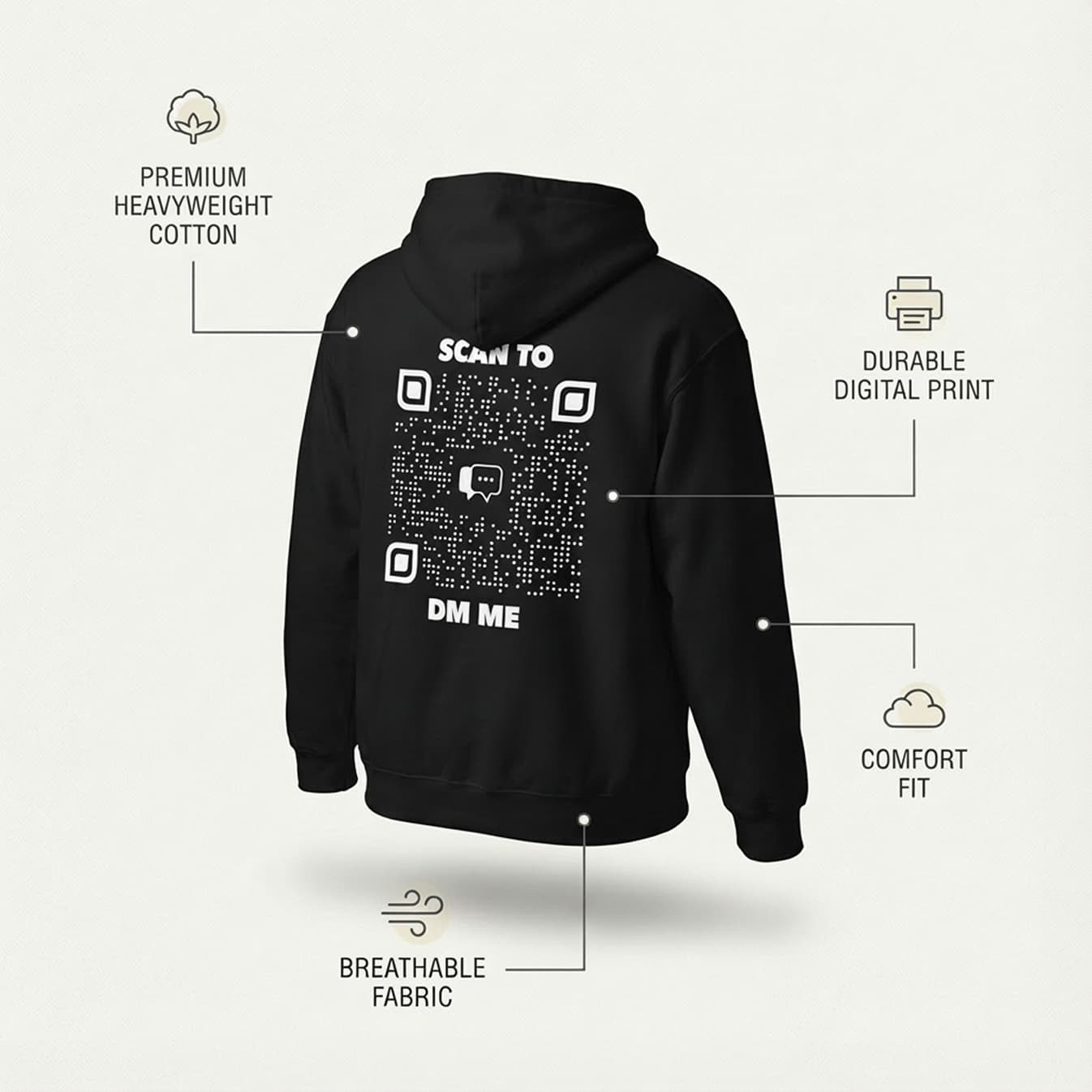 Dating – Hoodie – Scan to DM Me - QR NATION