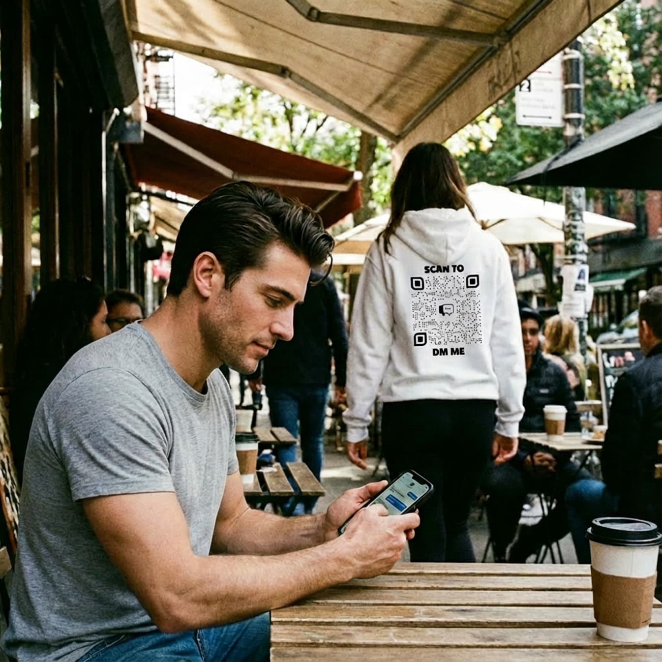 Dating – Hoodie – Scan to DM Me - QR NATION