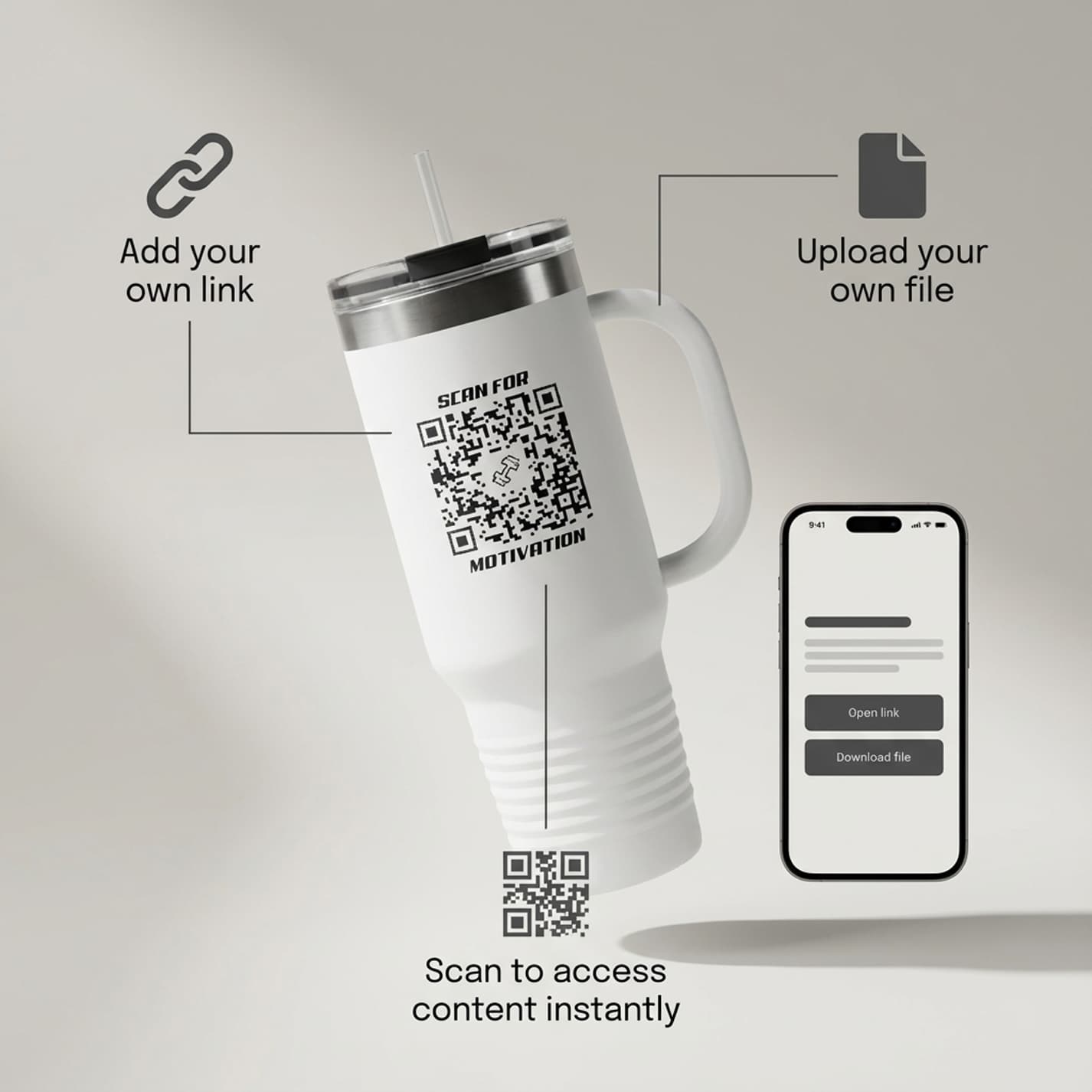 Fitness – Insulated Travel Mug – Scan for Motivation - QR NATION