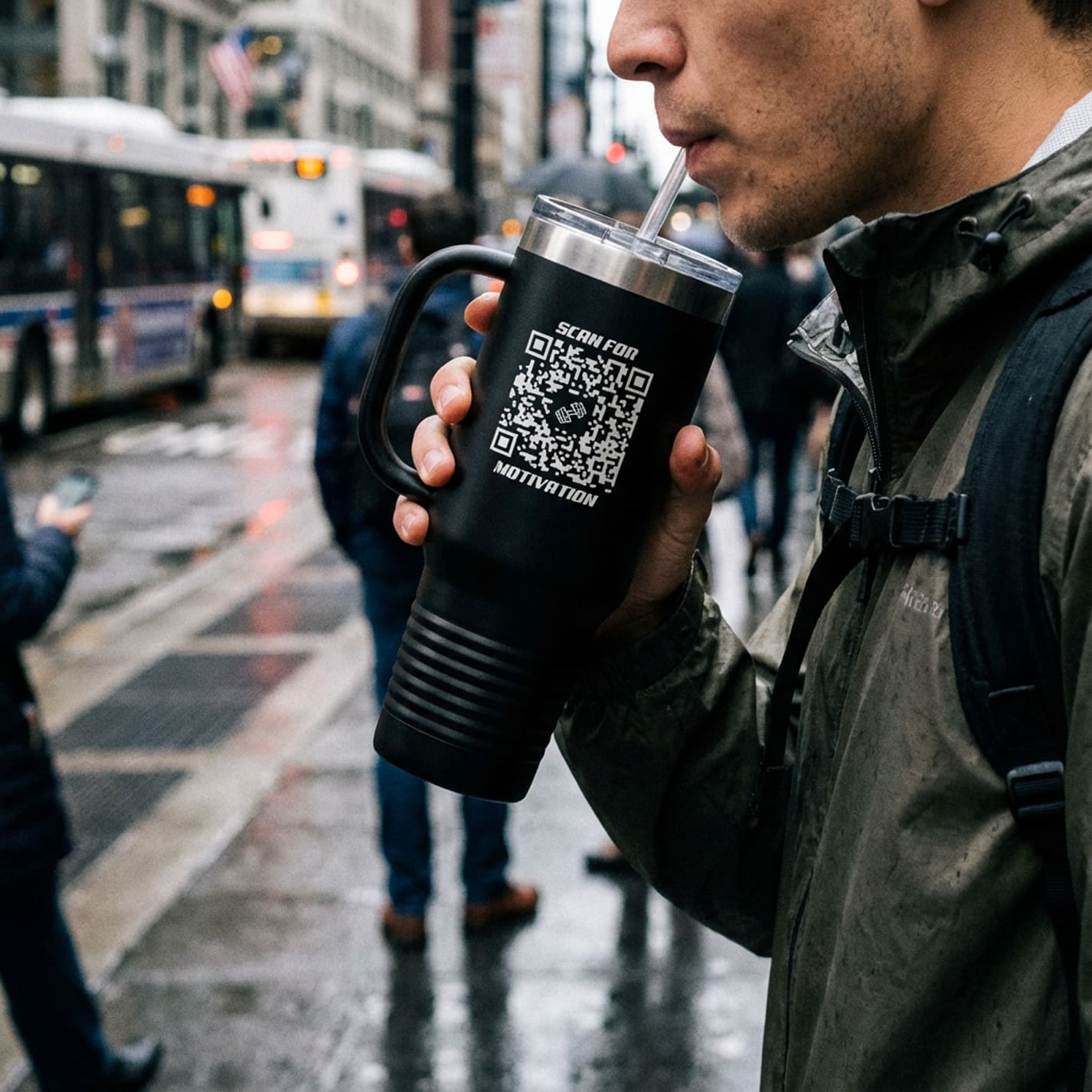 Fitness – Insulated Travel Mug – Scan for Motivation - QR NATION