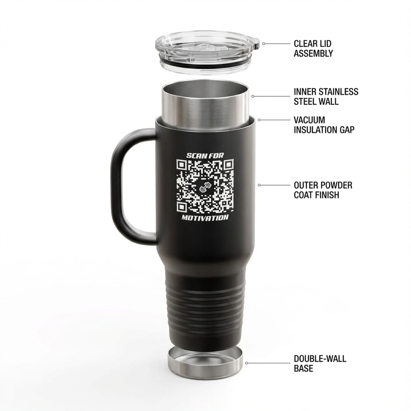 Fitness – Insulated Travel Mug – Scan for Motivation - QR NATION