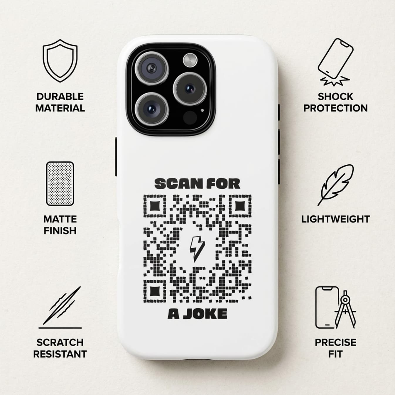 Fun – Tough Case – White – Scan for a Joke - QR NATION