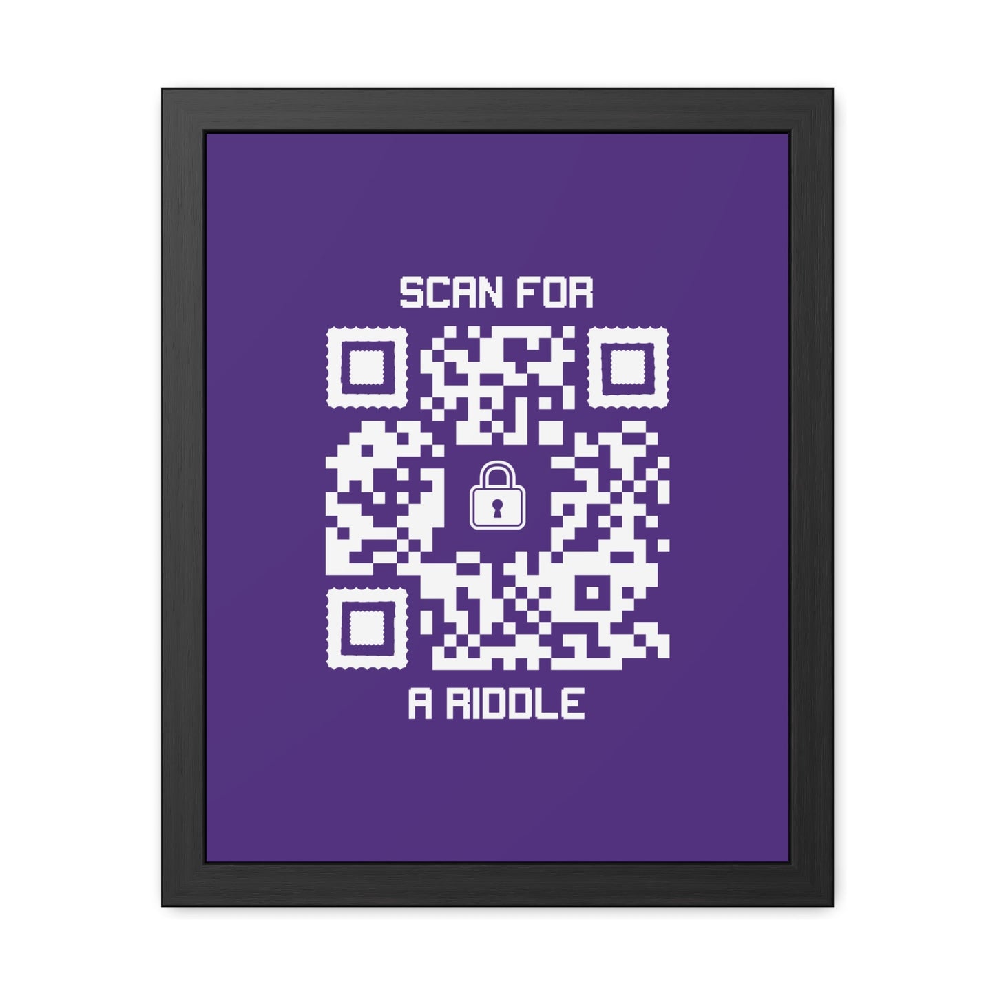 Hidden – Framed Poster – Purple – Scan for a Riddle - QR NATION