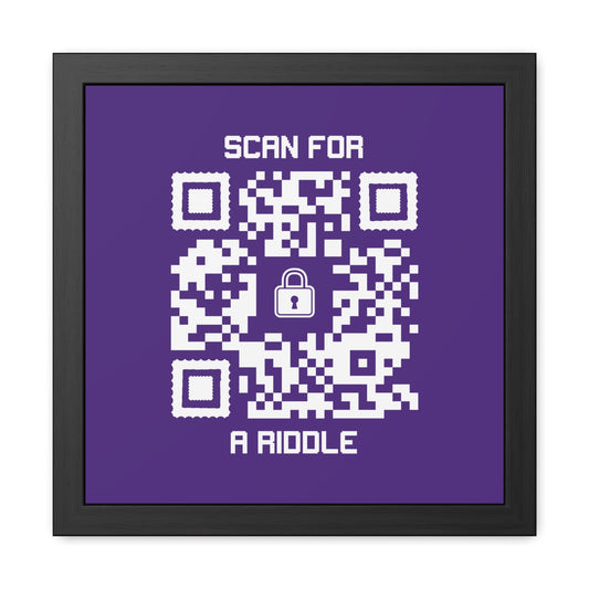 Hidden – Framed Poster – Purple – Scan for a Riddle - QR NATION