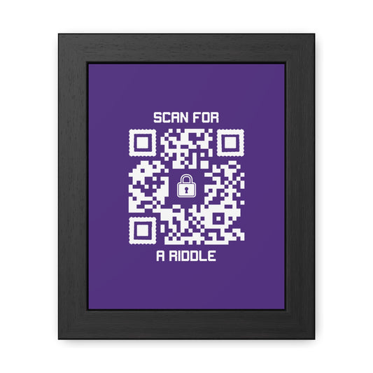 Hidden – Framed Poster – Purple – Scan for a Riddle - QR NATION