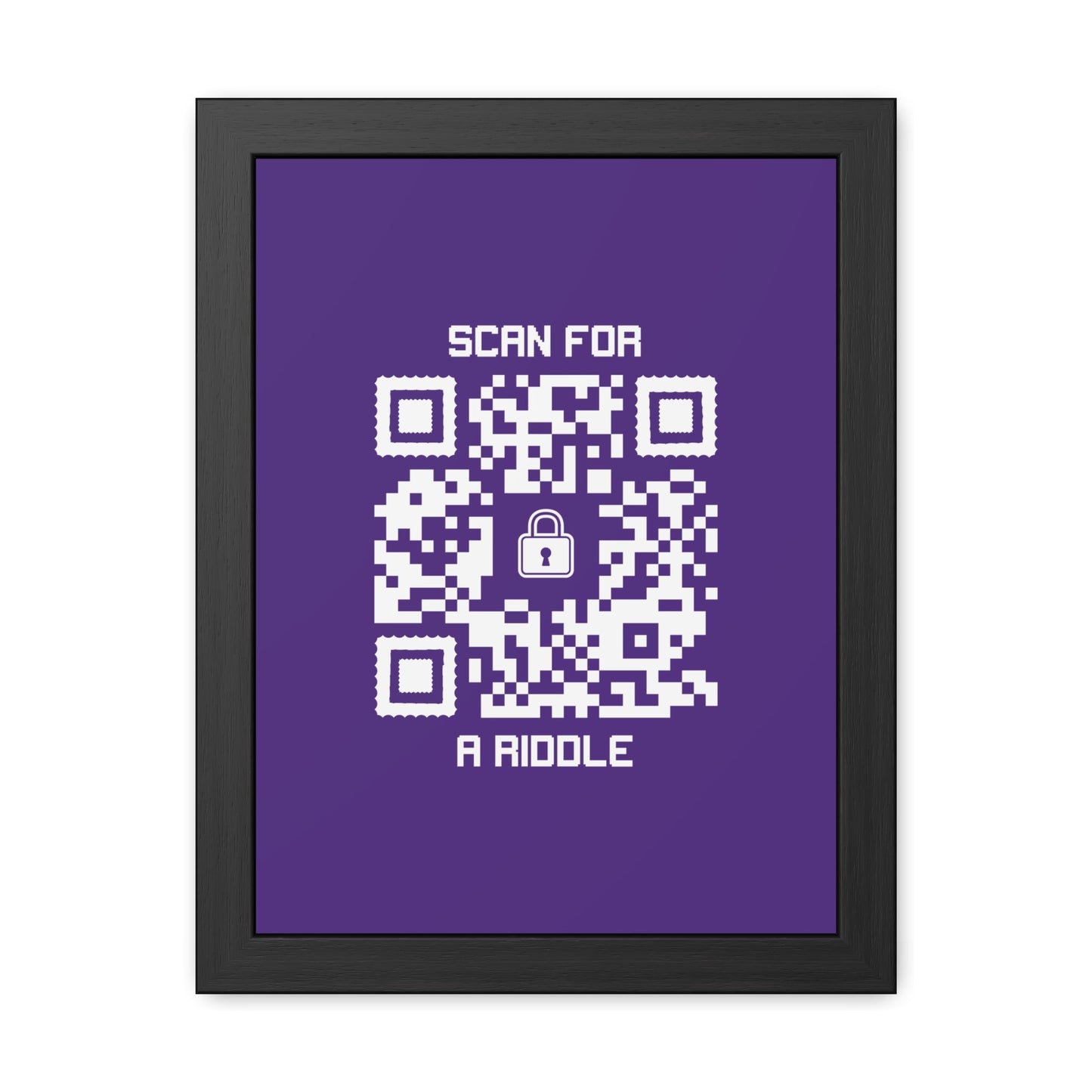 Hidden – Framed Poster – Purple – Scan for a Riddle - QR NATION