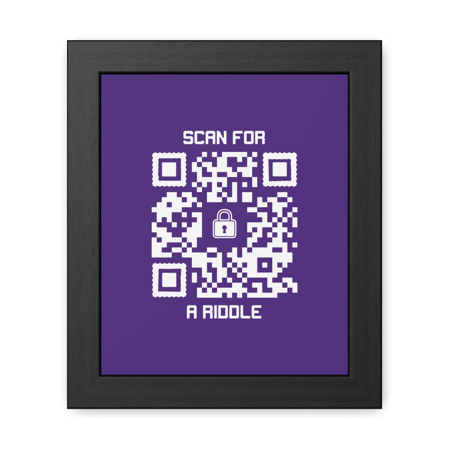 Hidden – Framed Poster – Purple – Scan for a Riddle - QR NATION