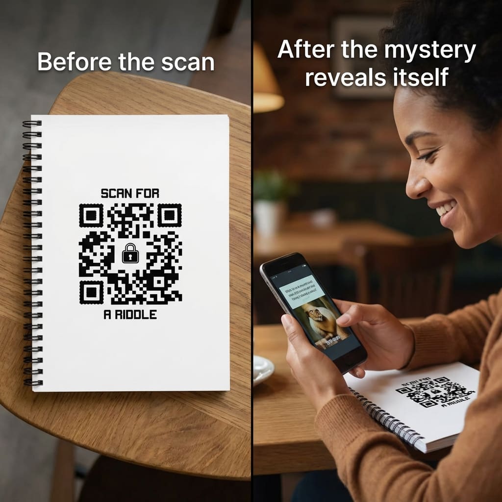 Hidden – Notebook – Purple – Scan for a Riddle - QR NATION