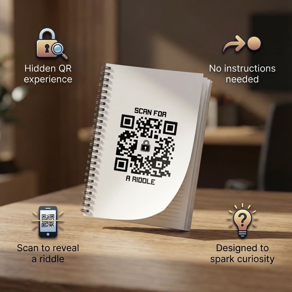 Hidden – Notebook – White – Scan for a Riddle - QR NATION