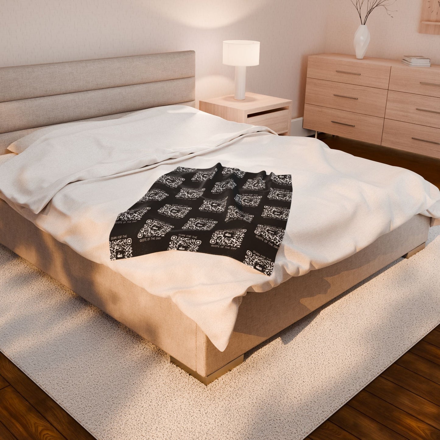 Home & Cozy – Blanket – Black – Scan for the Quote of the Day - QR NATION