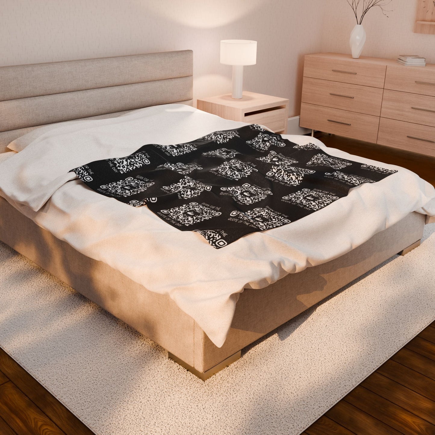Home & Cozy – Blanket – Black – Scan for the Quote of the Day - QR NATION