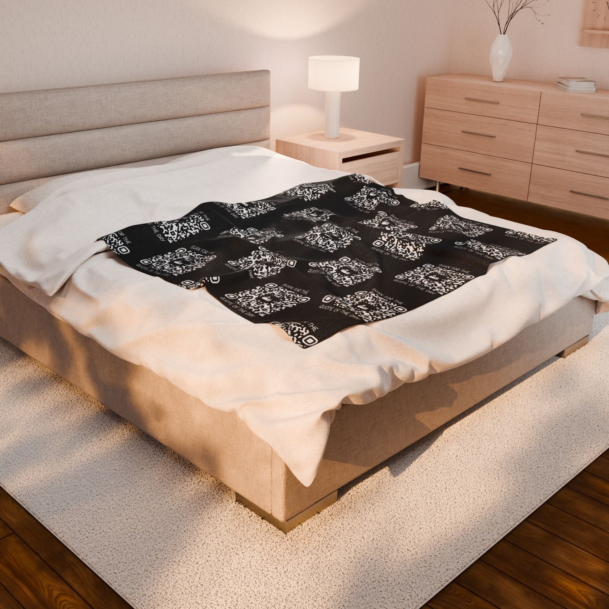 Home & Cozy – Blanket – Black – Scan for the Quote of the Day - QR NATION