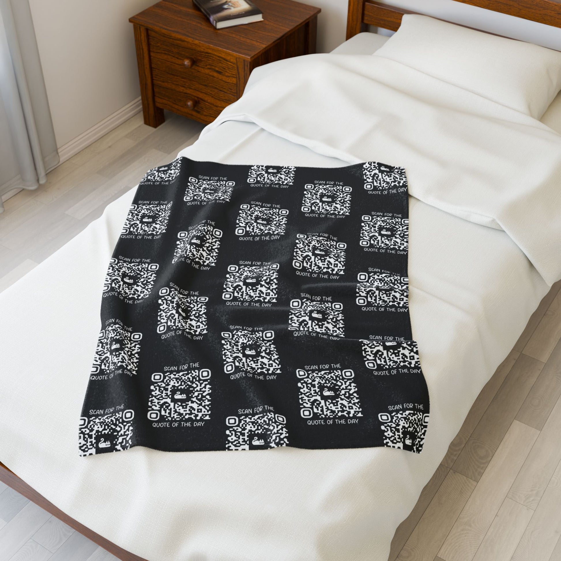 Home & Cozy – Blanket – Black – Scan for the Quote of the Day - QR NATION