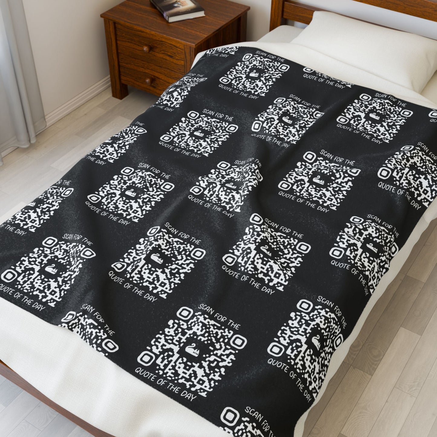 Home & Cozy – Blanket – Black – Scan for the Quote of the Day - QR NATION