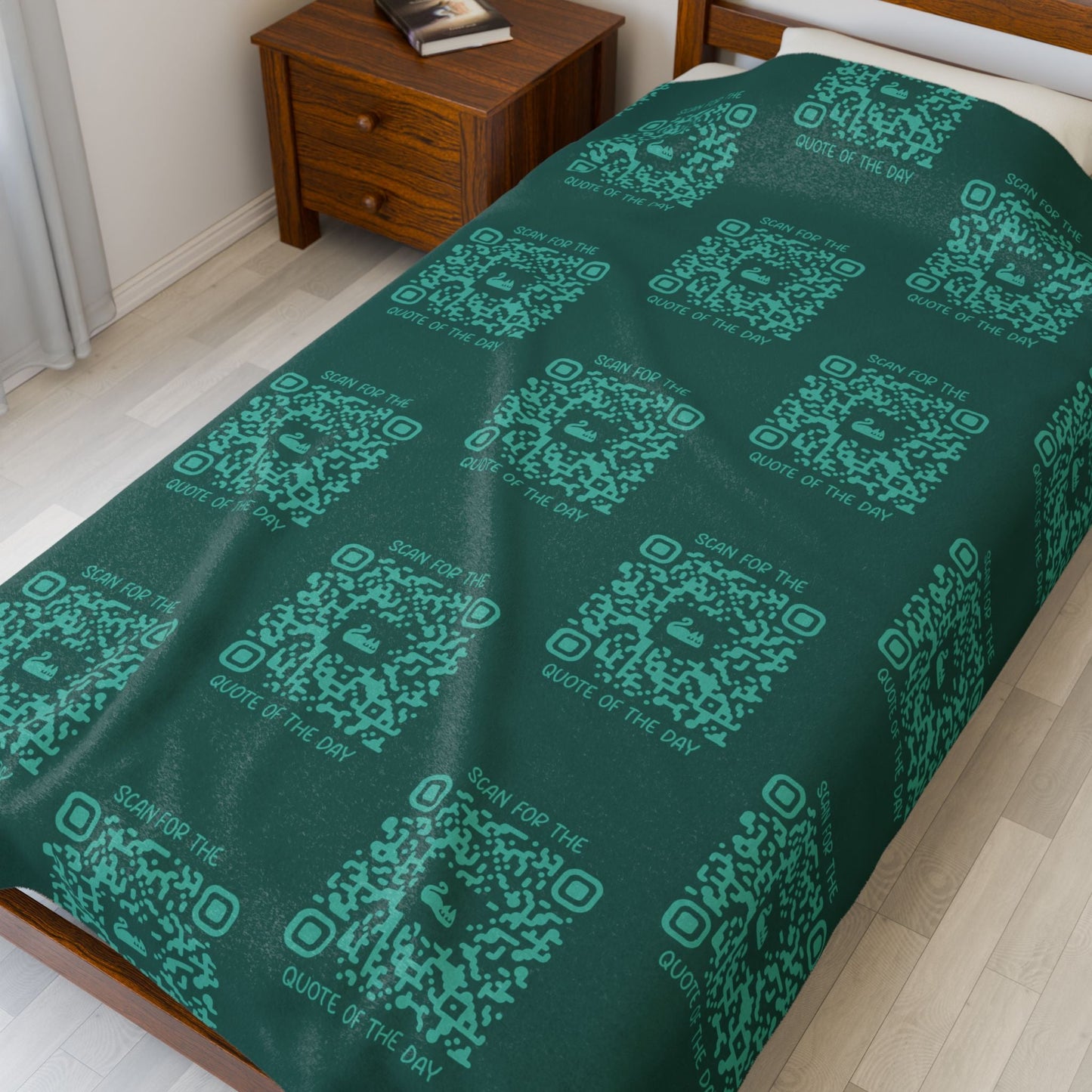 Home & Cozy – Blanket – Green – Scan for the Quote of the Day - QR NATION