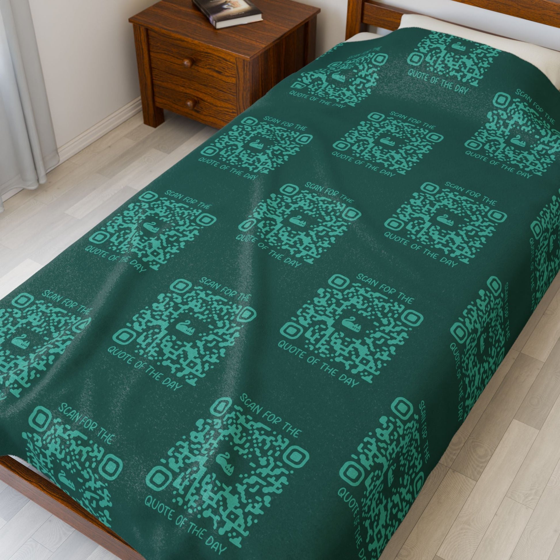 Home & Cozy – Blanket – Green – Scan for the Quote of the Day - QR NATION