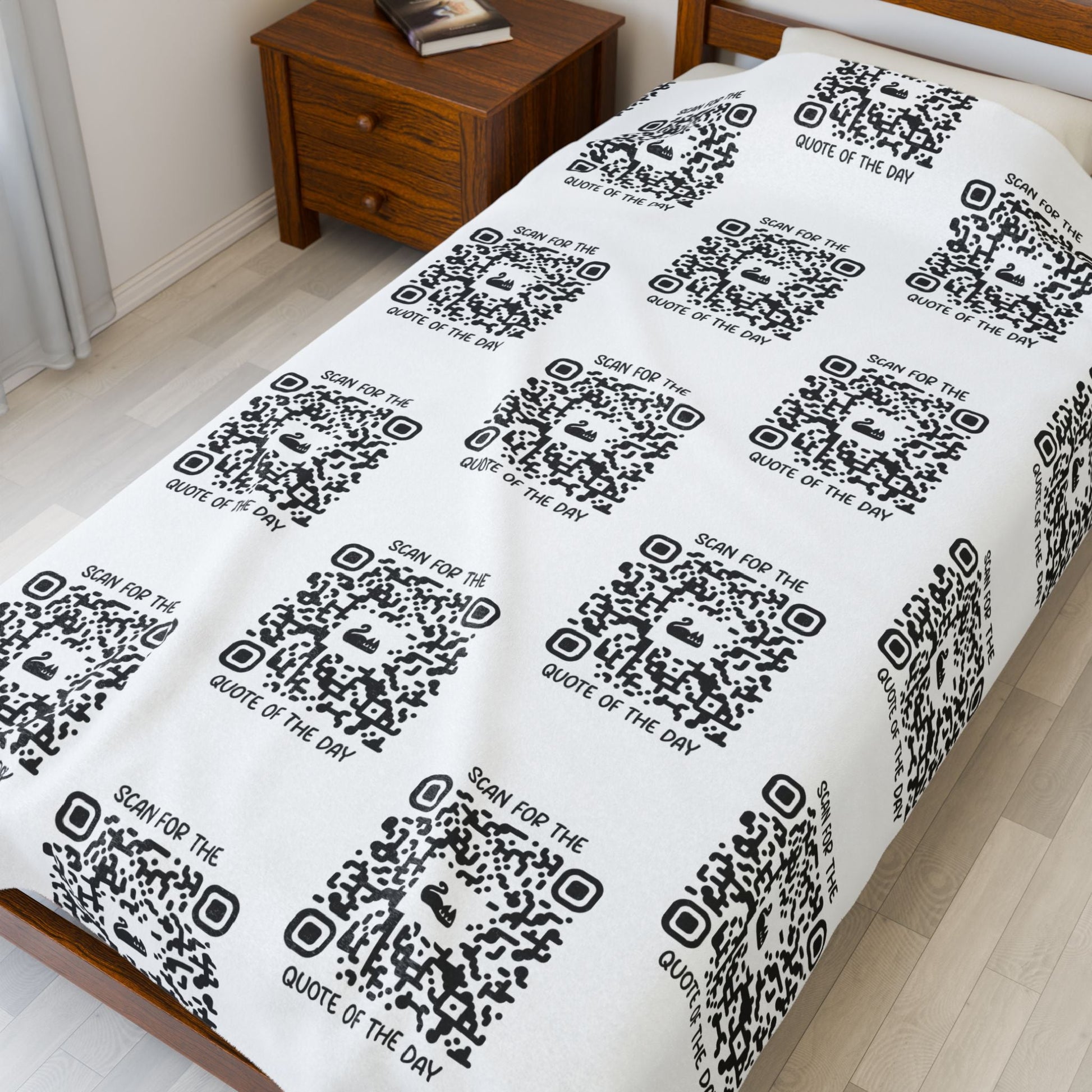 Home & Cozy – Blanket – White – Scan for the Quote of the Day - QR NATION