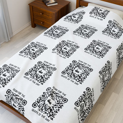 Home & Cozy – Blanket – White – Scan for the Quote of the Day - QR NATION
