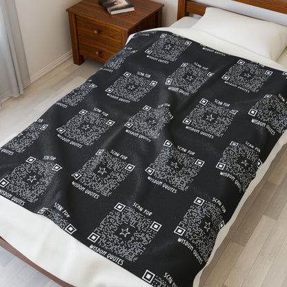 Inspiration – Blanket – Black – Scan for Wisdom Quotes - QR NATION