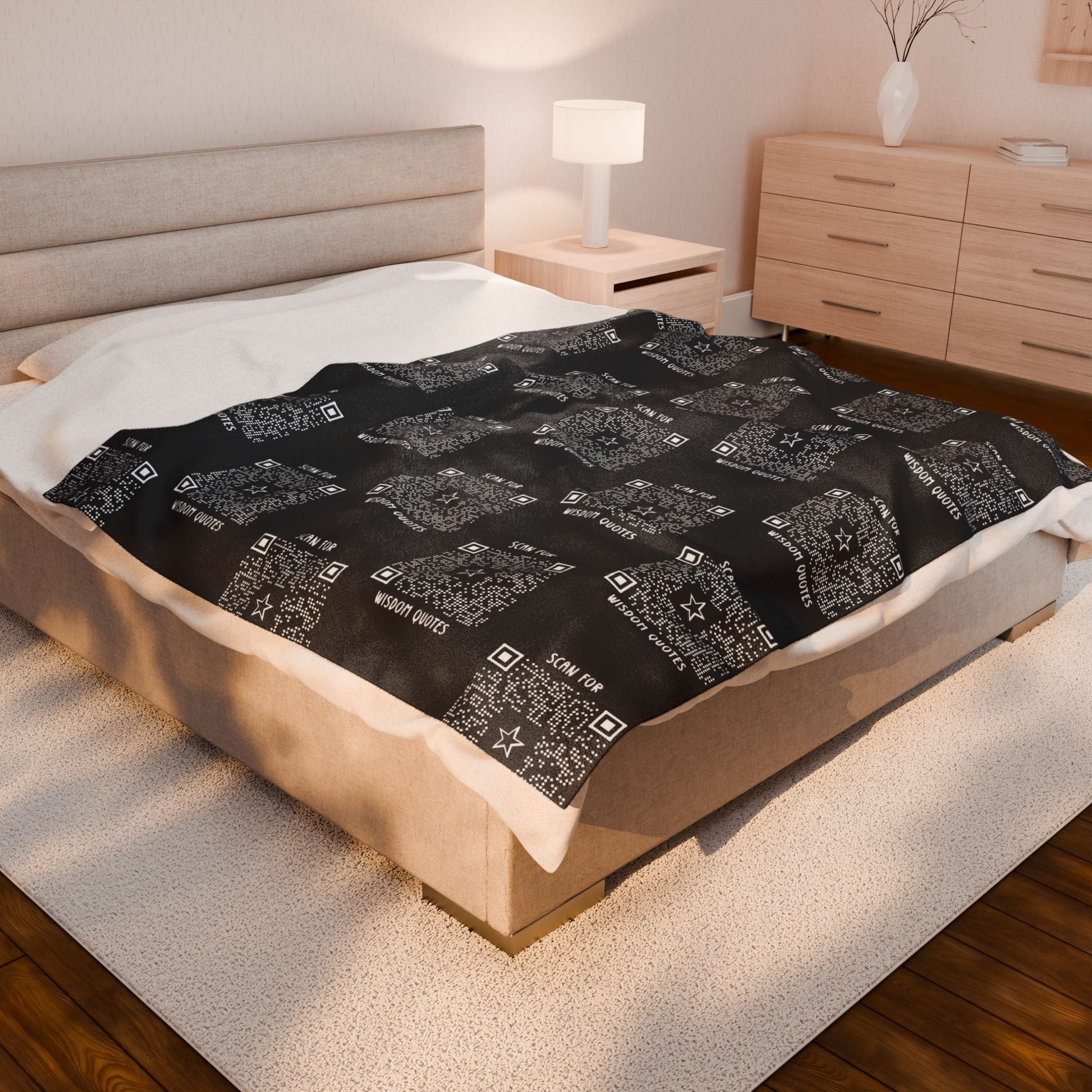 Inspiration – Blanket – Black – Scan for Wisdom Quotes - QR NATION