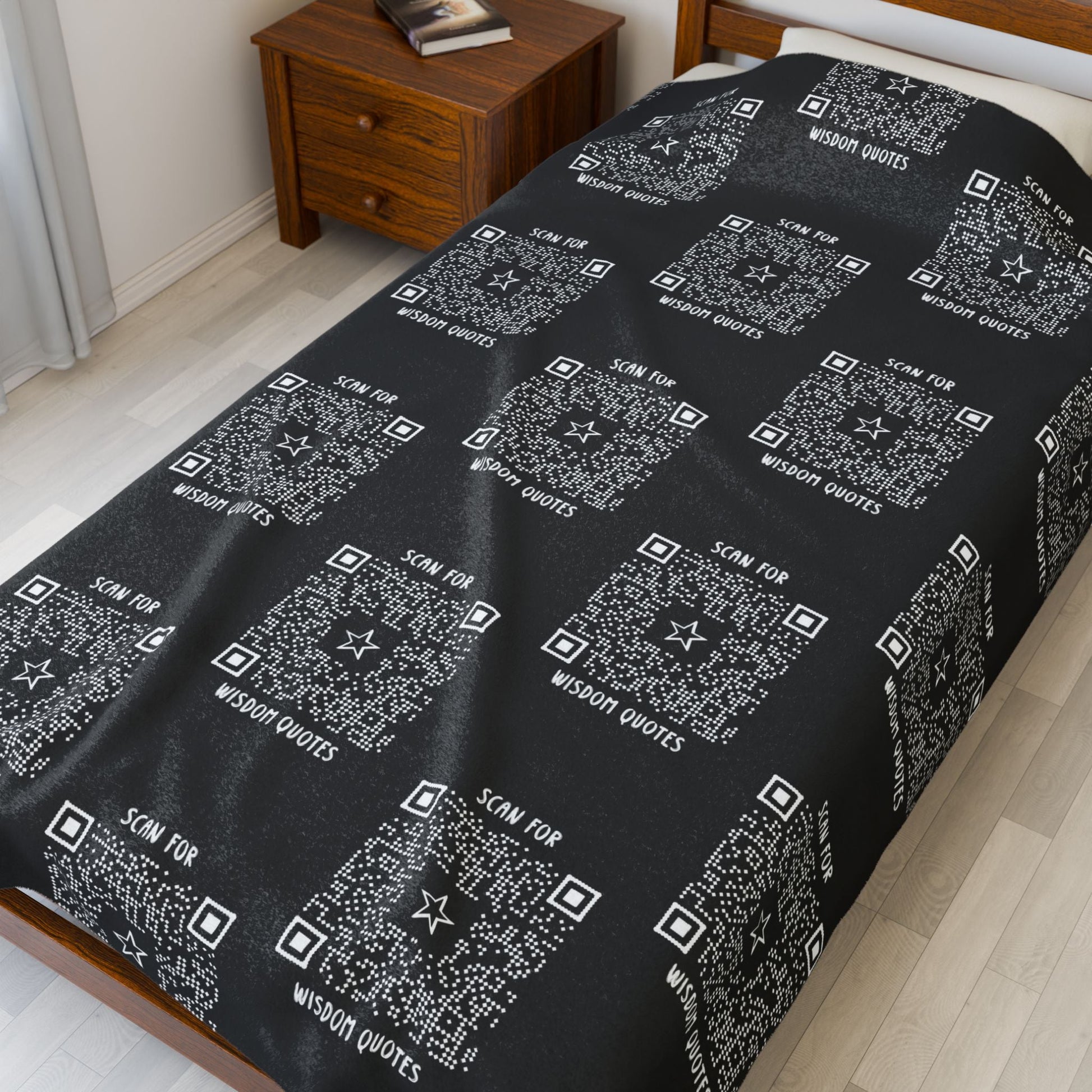 Inspiration – Blanket – Black – Scan for Wisdom Quotes - QR NATION