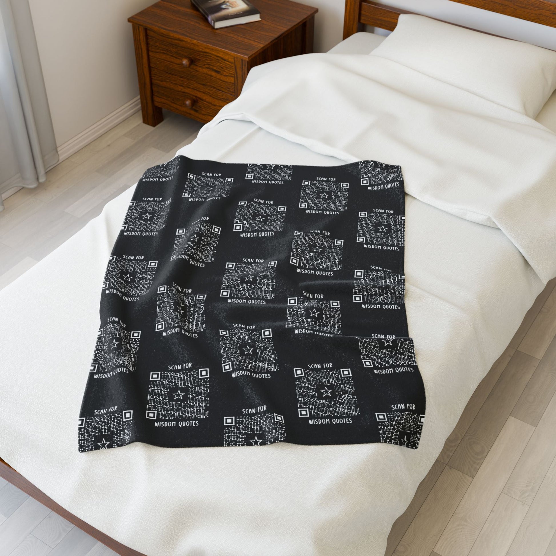 Inspiration – Blanket – Black – Scan for Wisdom Quotes - QR NATION