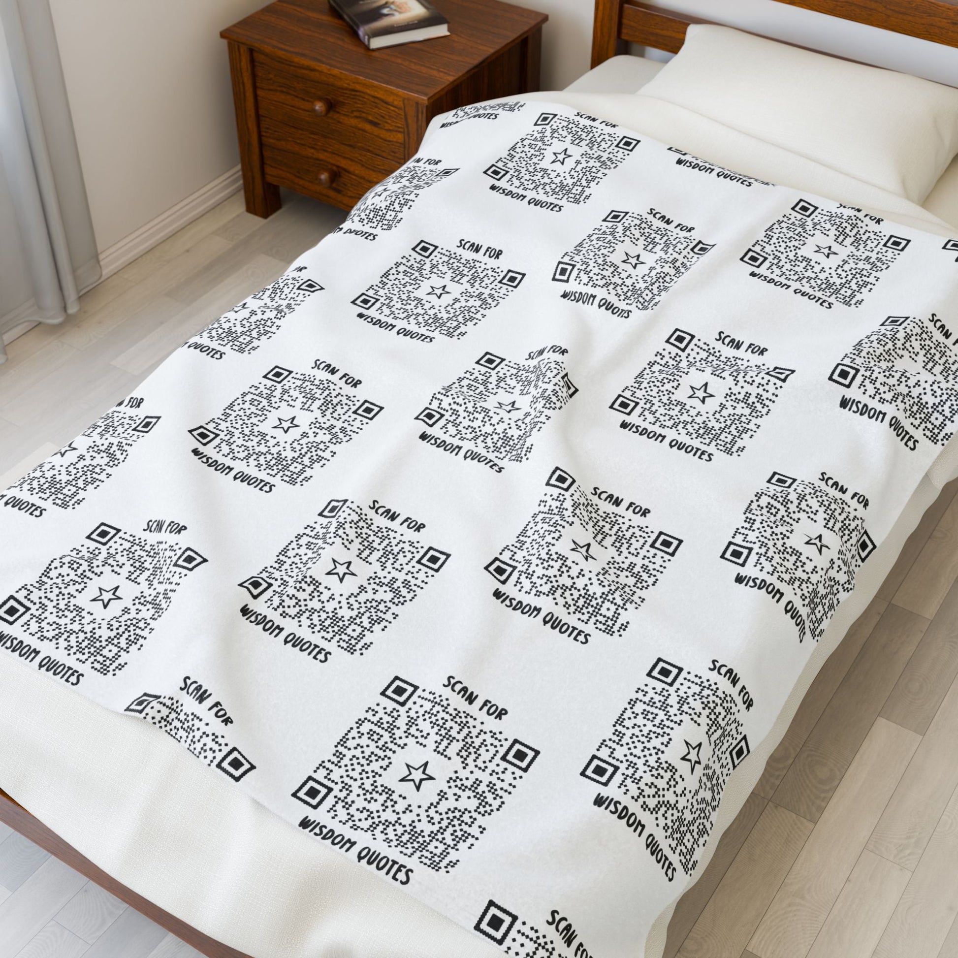 Inspiration – Blanket – White – Scan for Wisdom Quotes - QR NATION