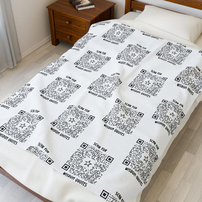 Inspiration – Blanket – White – Scan for Wisdom Quotes - QR NATION