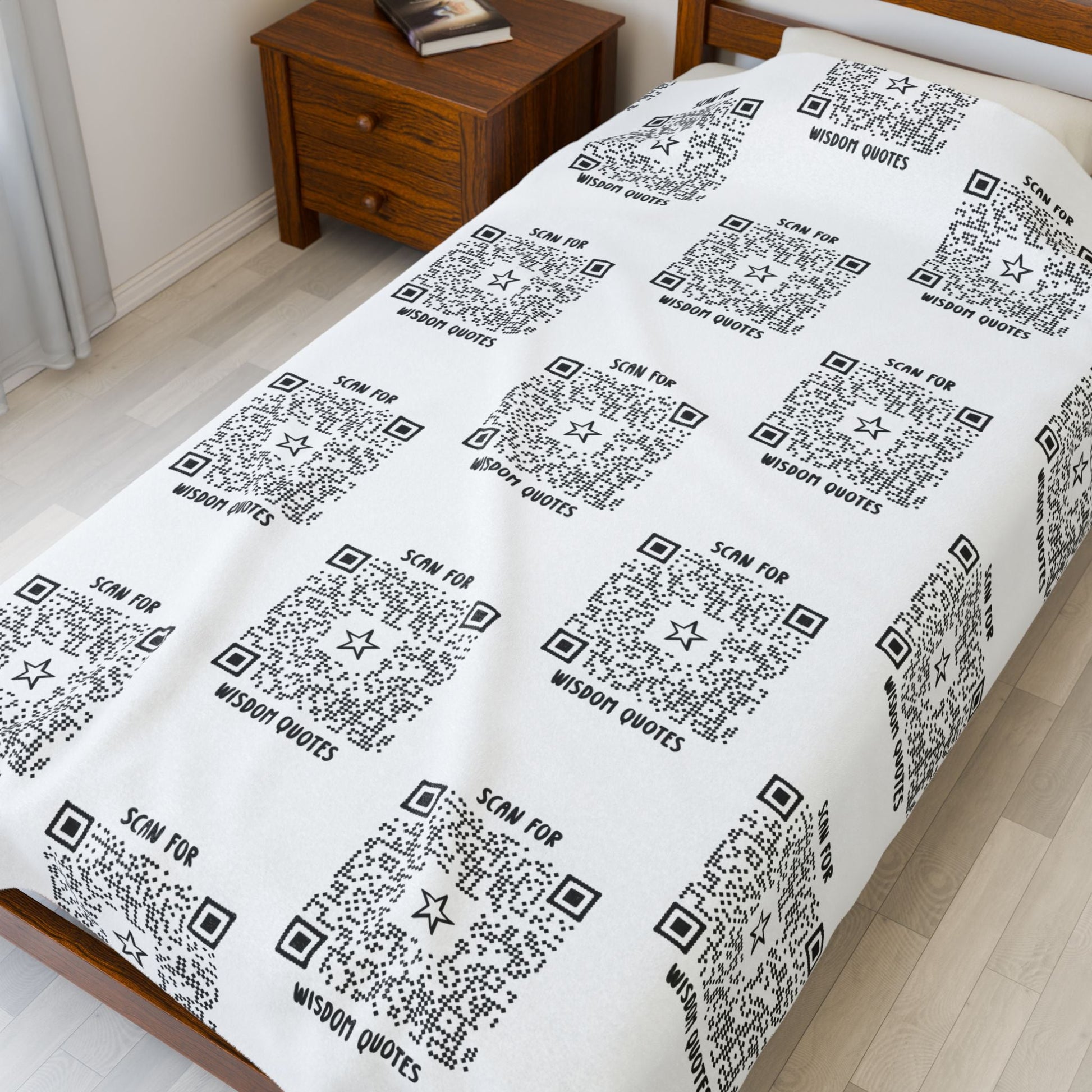Inspiration – Blanket – White – Scan for Wisdom Quotes - QR NATION