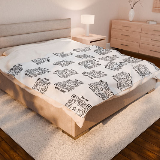 Inspiration – Blanket – White – Scan for Wisdom Quotes - QR NATION