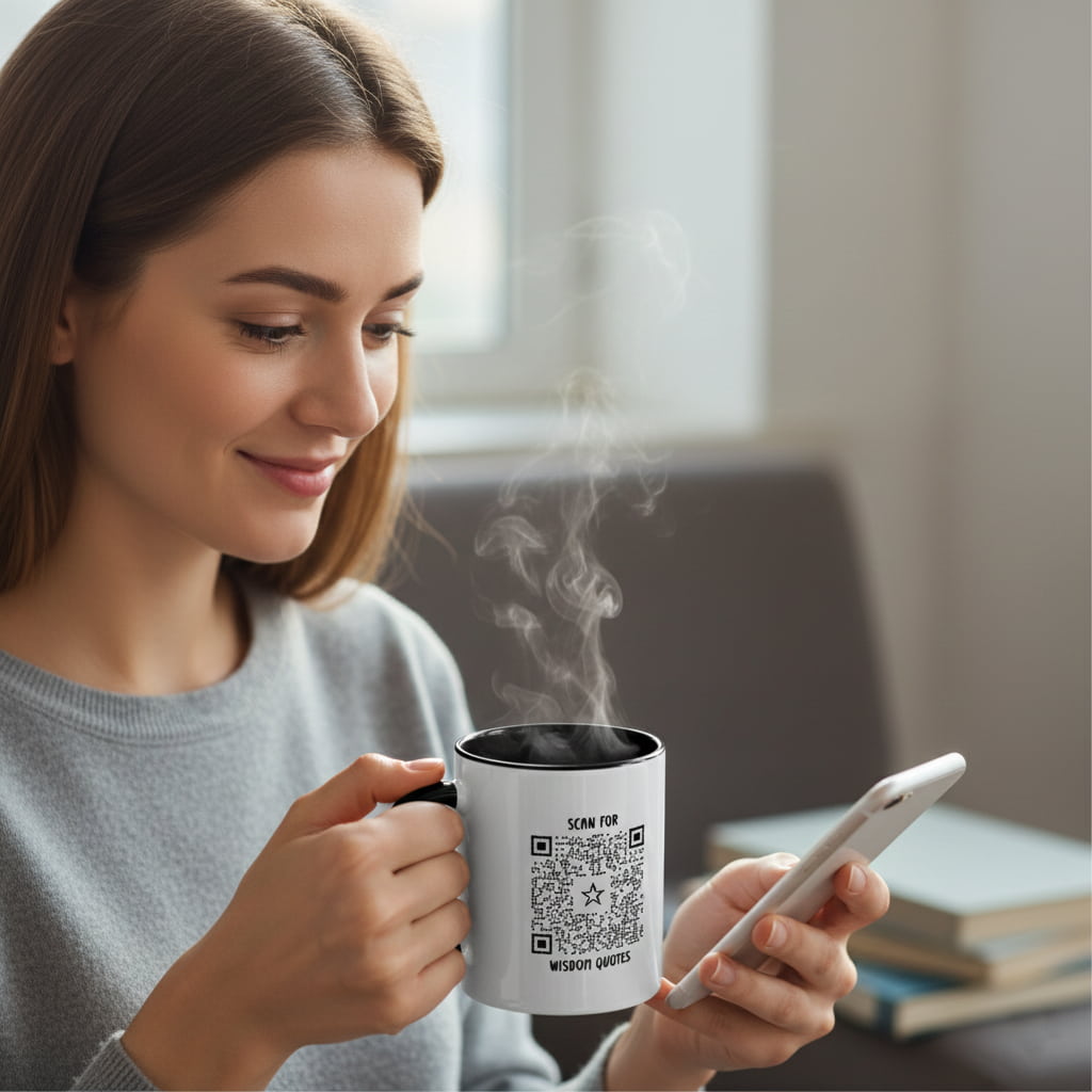 Inspiration – Mug – Black – Scan for Wisdom Quotes - QR NATION