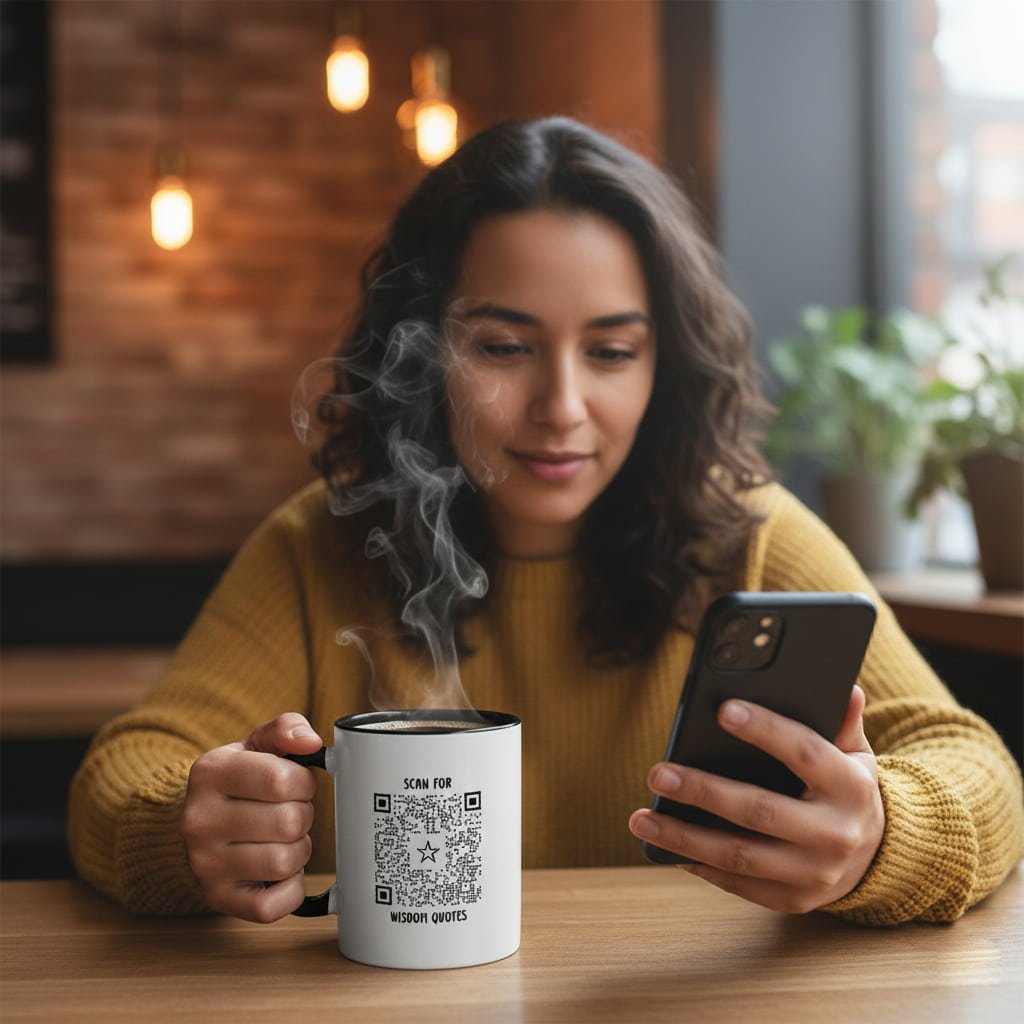 Inspiration – Mug – Black – Scan for Wisdom Quotes - QR NATION