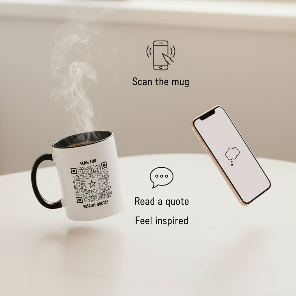 Inspiration – Mug – Orange – Scan for Wisdom Quotes - QR NATION