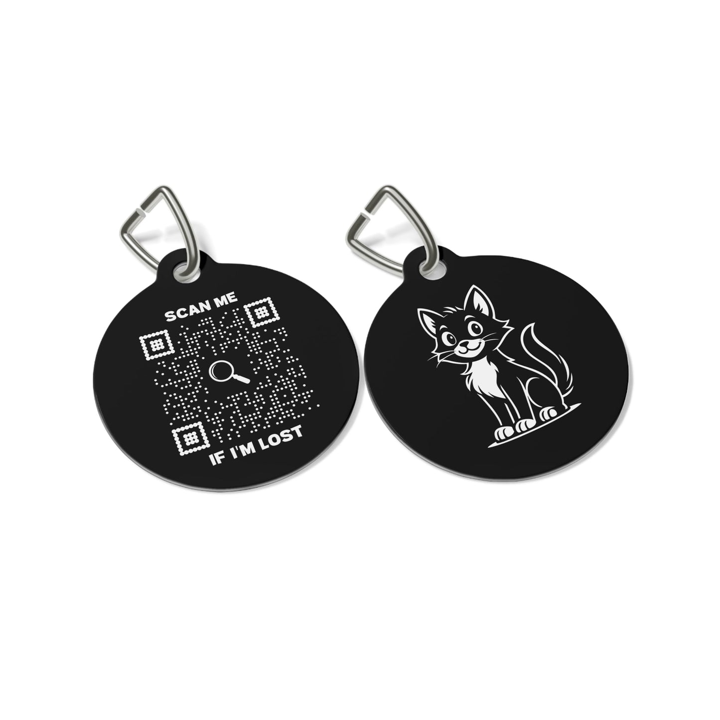 Lost & Found – Cat Tag – Black – Scan Me If I'm Lost - QR NATION