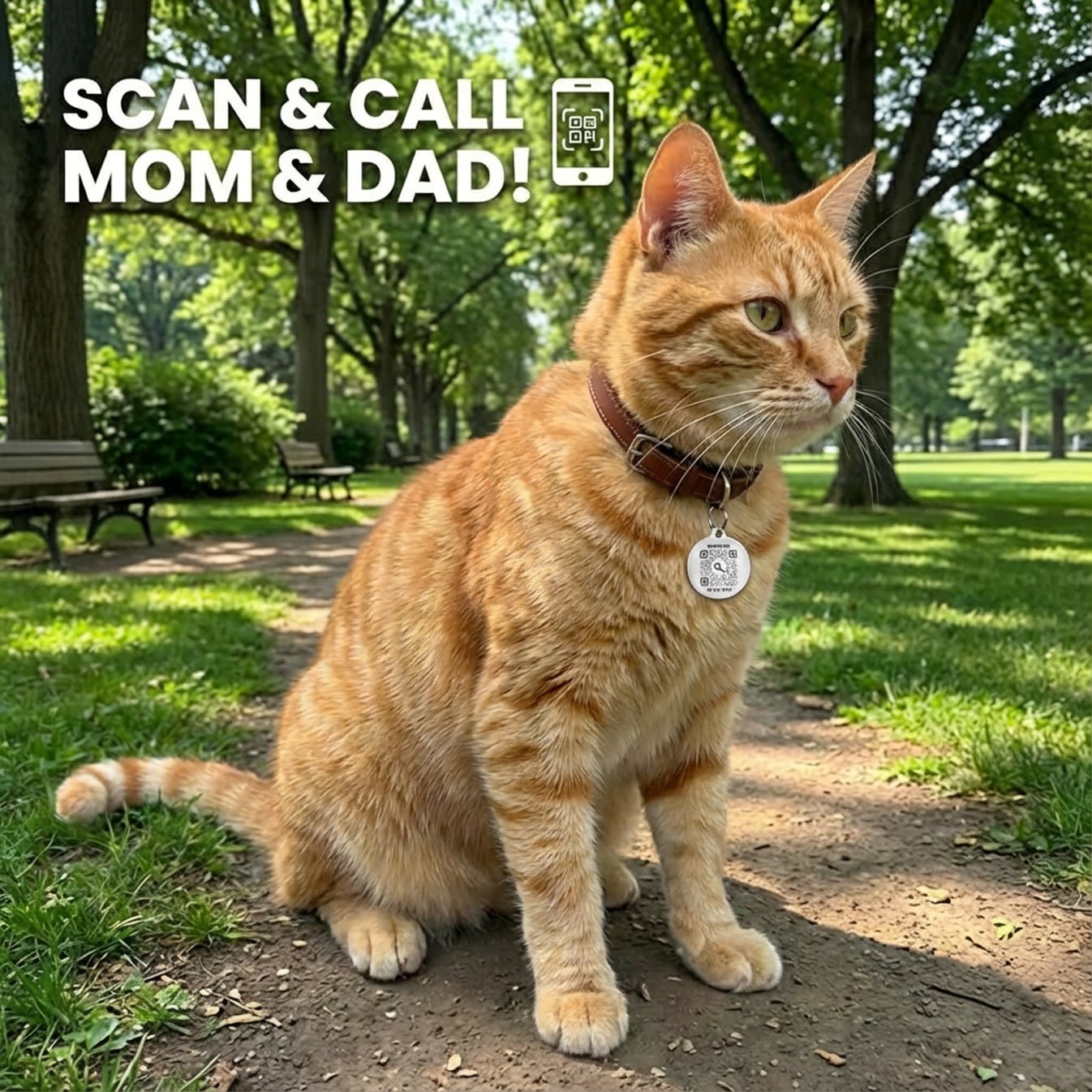 Lost & Found – Cat Tag – Black – Scan Me If I'm Lost - QR NATION