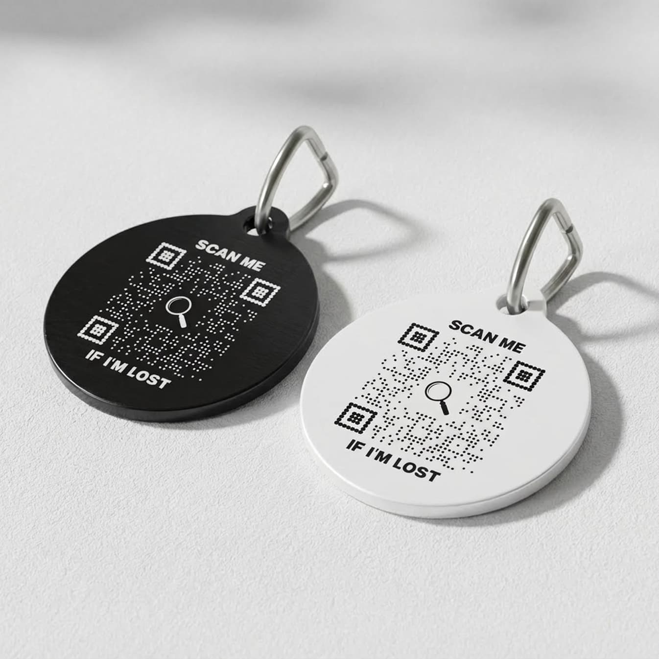 Lost & Found – Dog Tag – White – Scan Me If I'm Lost - QR NATION