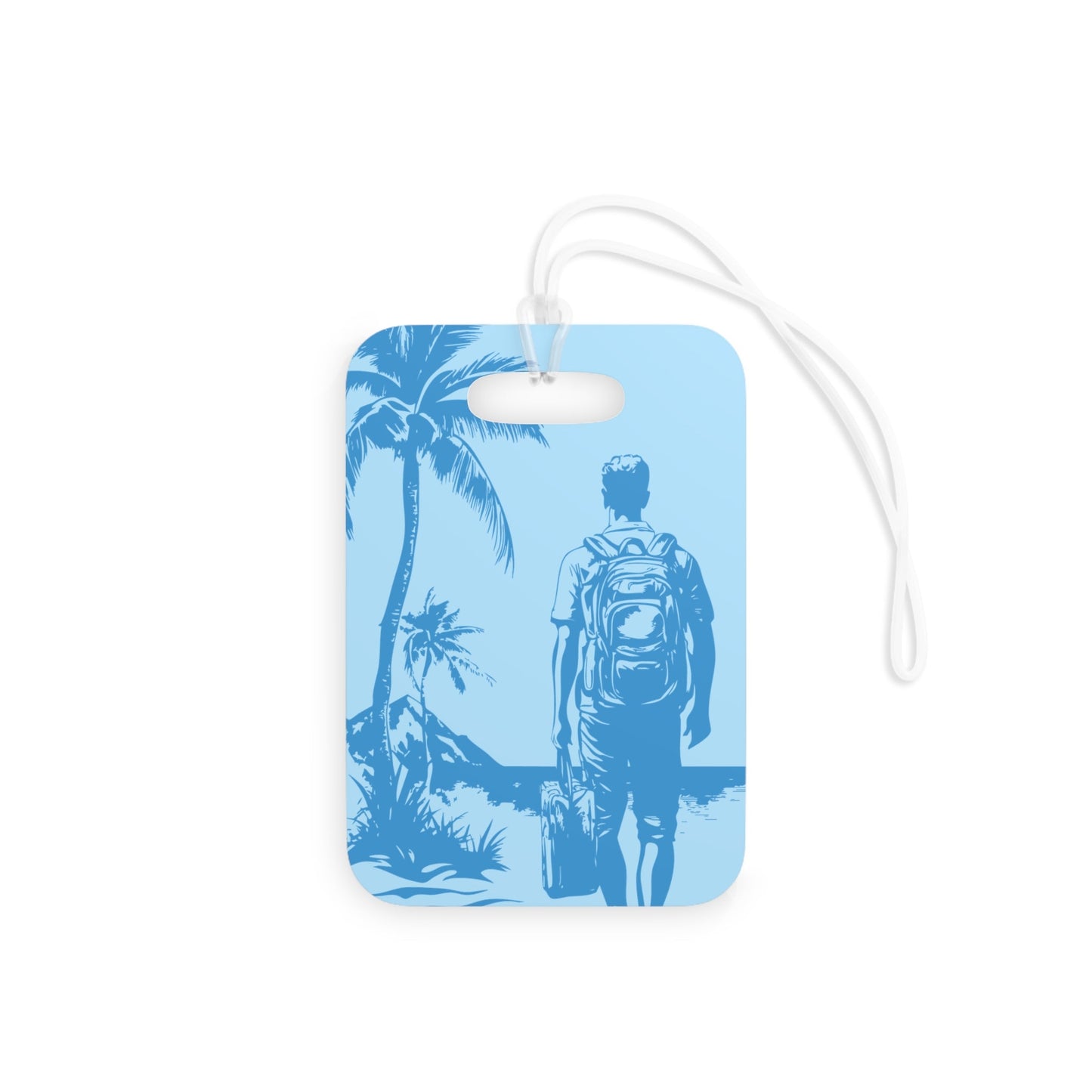 Lost & Found – Luggage Tag – Beach Design - Blue – Scan Me If I'm Lost - QR NATION