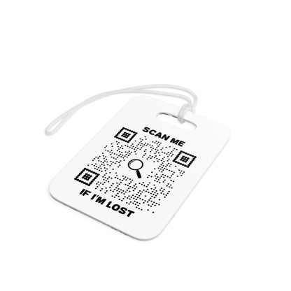 Lost & Found – Luggage Tag – Beach Design - White – Scan Me If I'm Lost - QR NATION