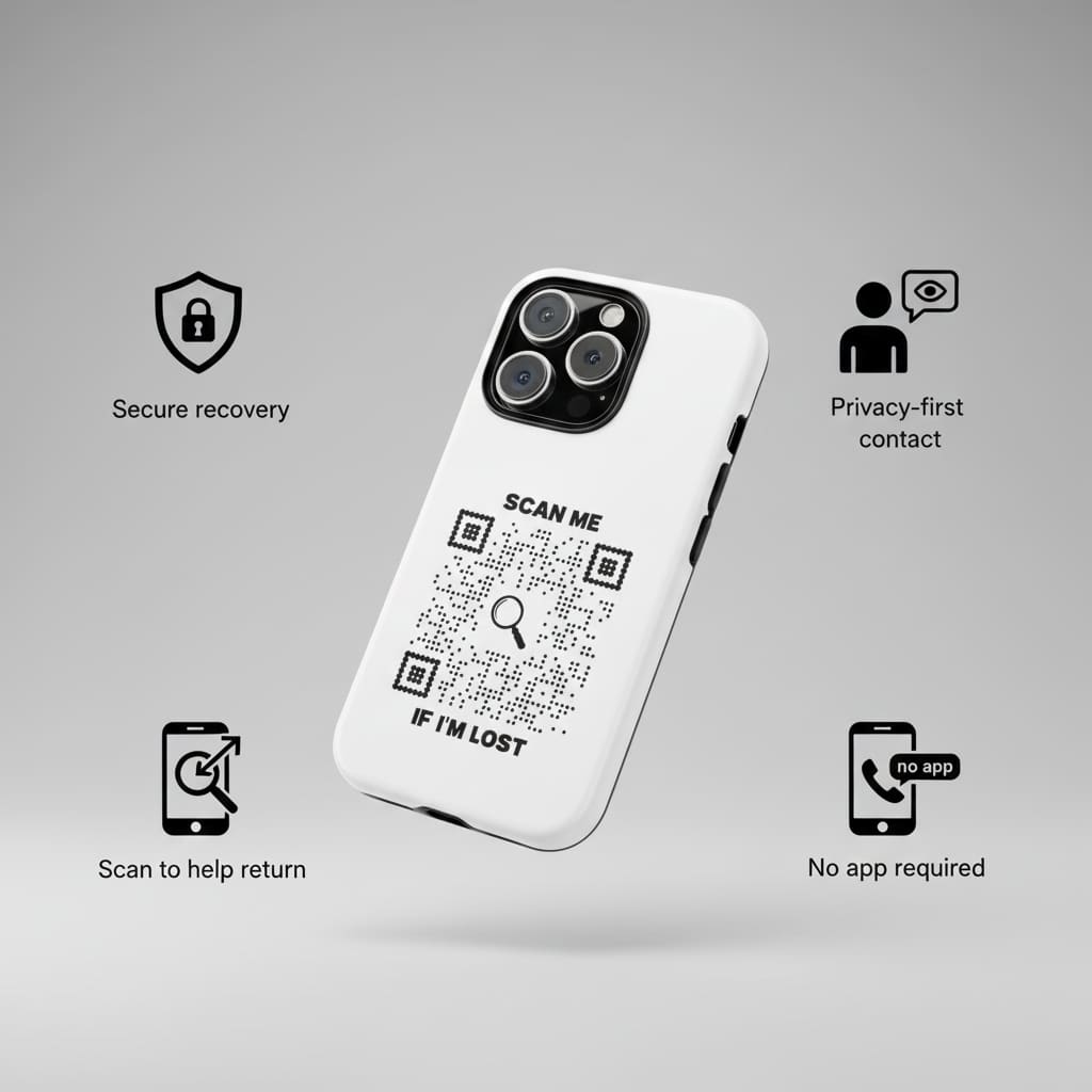Lost & Found – Phone Case – White – Scan Me If I'm Lost - QR NATION