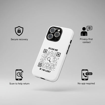 Lost & Found – Phone Case – White – Scan Me If I'm Lost - QR NATION